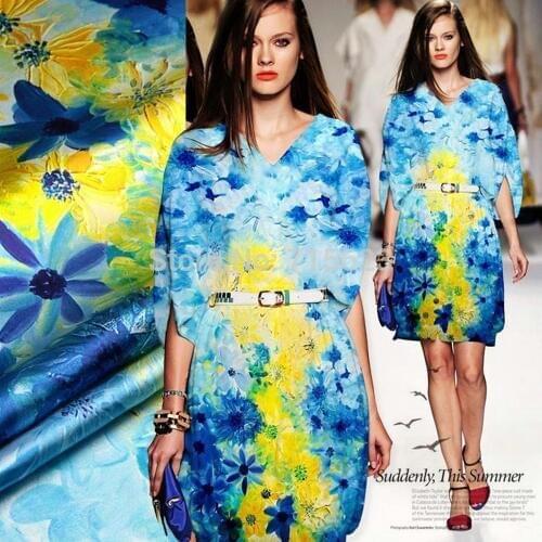 2020 new design Digital Printed elastic Silk Satin Fabric