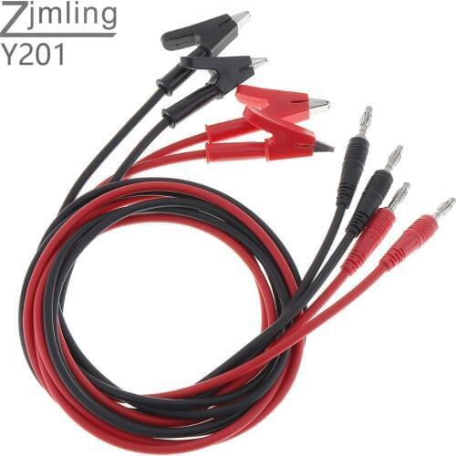 4pcs/lot ZJMLING Multimeter Accessories 15A Alligator Clip to 4mm Pure Copper Lantern Plug Test Lead Cable