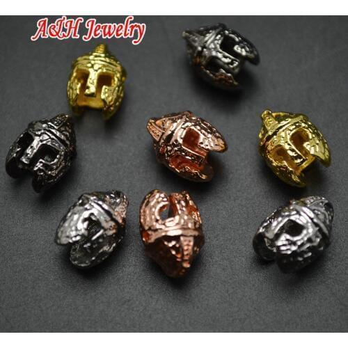 50pcs New DIY Findings Knights Helmet Alloy Charm Beads For Fashion Jewelry Bracelets Making Materials