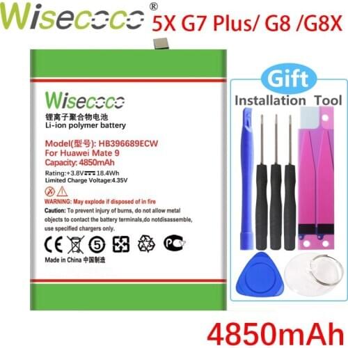 Wisecoco 4850mAh HB396481EBC Battery For Huawei Honor 5X G7 Plus/ G8 /G8X Phone +Tracking Number