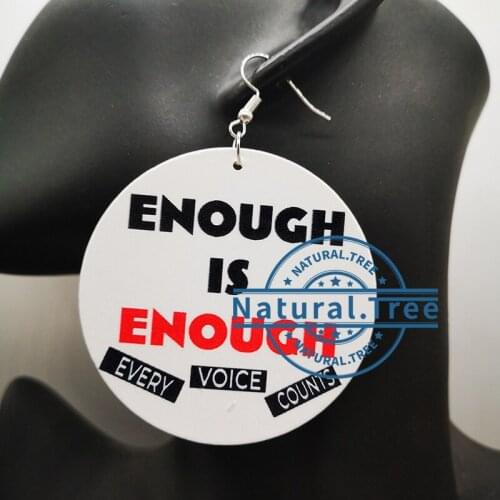 Free Shipping!Enough is enough wooden earrings