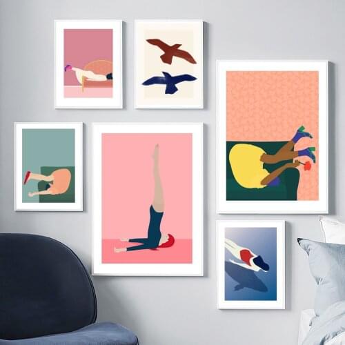 Bohemian Girl Vintage Abstract Nude Yoga Wall Art Canvas Painting Posters And Prints Living Room Decor Nordic Style Decoration