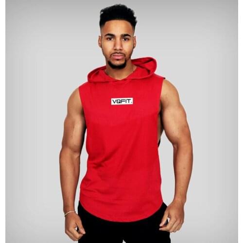 Brand Cotton Hooded Tank Top Men Vest Bodybuilding Muscle Sleeveless Shirt Casual Gyms Clothing Singlet Fitness Sportswear