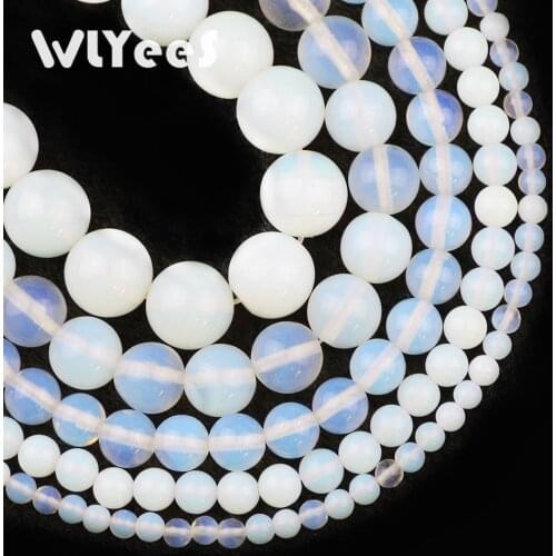 WLYeeS Natural Stone Opal Stone Beads 4-12mm Round Milky White Loose beads for jewelry bracelet necklace Accessories making DIY