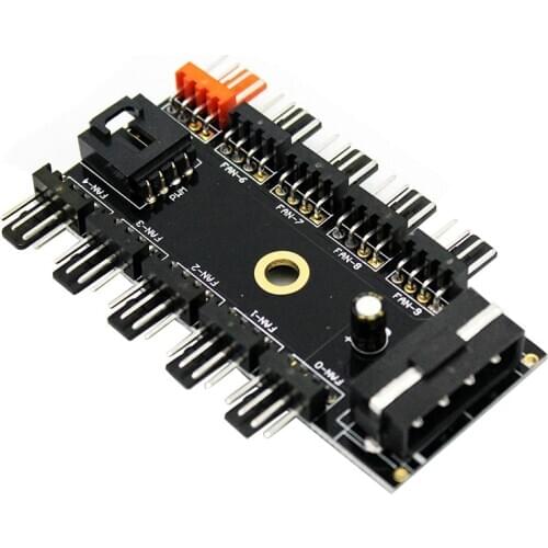 Computer/Pc Case Fan Controller Power Cable 1 Female to 10 Male 4Pin Fan Hub Splitter Cable For PWM Cooling Fan