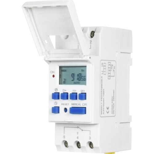 THC15A Digital Power Programmable Timer Switch Relay 16A Amp Electronic Weekly Relay Timer Control Din Rail Mount Timing Swtich