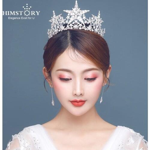 HIMSTORY Luxury Crystal Star Hairbands Vintage Rhinestone Bridal Tiaras Crown Headband Wedding Hair Jewelry Tiara