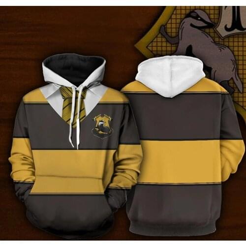 Hufflepuff Hoodie Sweatshirts Cosplay Costume 3D Printing Hoodie Jacket Coat