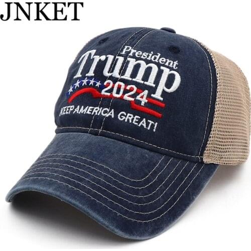 JNKET New Trump 2024 Baseball Cap US Presidential Election Hat Unisex Breathable Mesh Cap Trucker Hat Snapbacks Hat Casquette