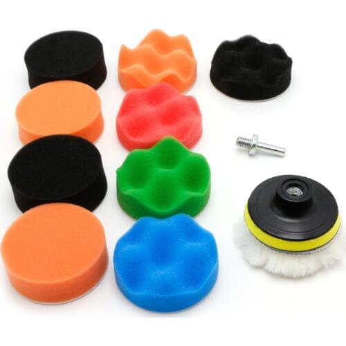 11 Pcs 3/4/5/6/7" Buffing Sponge Polishing Pad Kit Set For Car Polisher Buffer