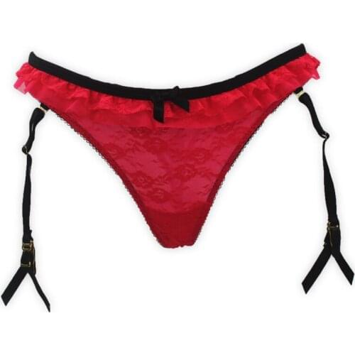 New Fashion Red Lace Gauze Removable Straps women/female/lady Garter belt with Thong for Stocking Suspender lingerie GA1022