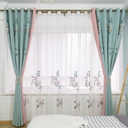 New Chinese Style Living Room Bedroom CurtainsFloral Embroidered Curtains for Window Blackout Curtains High Shading(70%-90%)