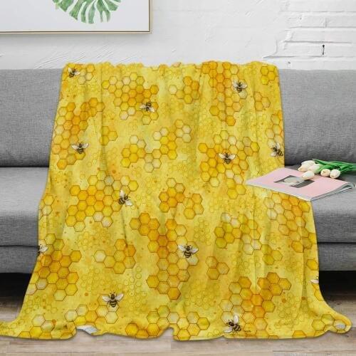 Meant to Bee Honey Bees Pattern Throw Blanket Warm Microfiber Blanket Flannel Blanket Bedroom Decor Blankets For Beds