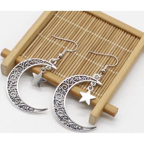 Hollow moon earrings, star earrings, crescent-shaped gothic accessories, jewelry gifts for women