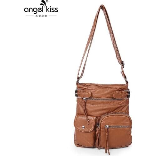 Mini Luxury Crossbody Bags for Women 2018 PU Leather Flap Washed Soft Messenger Shoulder Bags Designer Ladies Stylish Bag