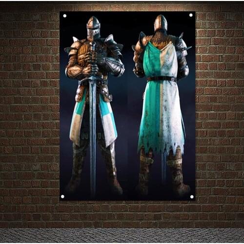 Knights Templar Armor Posters Mural Wallpaper Wall Decor Vintage Crusader Banners Flag Wall Hanging Wall Sticker Home Decor v8