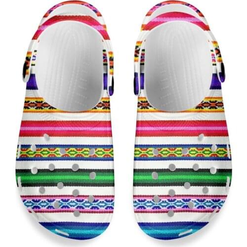2021 Sandals Men 3D Mexican Rainbow Strip Print Shoes Couple Home Slippers Summer Hollow Out Buckle Men and Women Beach Flat