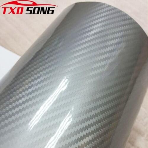 Super Quality 5D Carbon Silver 4D texture Glossy Silver Carbon Sticker with Size: 10/20/30/40/50/60x152CM/LOT BY FREE SHIPPING
