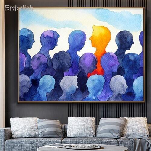 Embelish 1 Pieces Different Bright Human Watercolor Large Wall Pictures For Living Room Home Decor HD Canvas Painting Posters