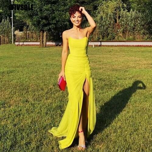 Fivsole Mermaid Evening Dress Strapless Formal Party Dress Grass Green Prom Dresses Gown Evening Dress 2021 Vestidos De Noche