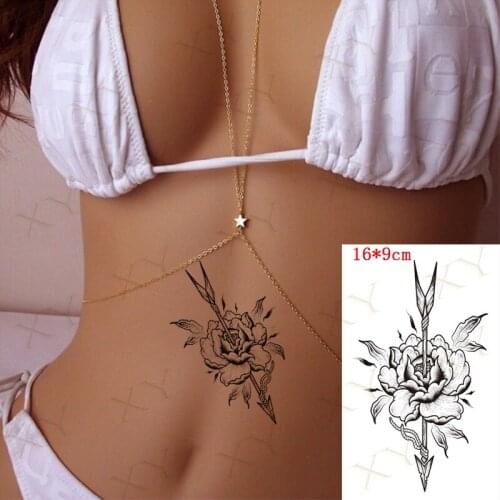 Waterproof Temporary Tattoo Sticker Rose Arrow Cross Flash Tatto Lion Crown Sheep Head Art Arm Fake Sleeve Tatoos for Women Men