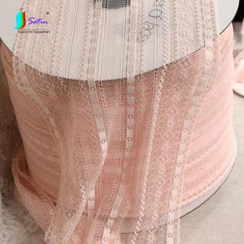 High Quality Soft Wide 195MM Underwear Doll Clothes Lace Accessories Light Pink Micro Elastic Gold Thread Embroidery Lace A0156F