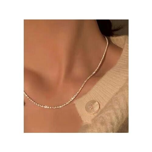 Women Wedding Party Jewelry Fashion Silver Color Necklace Lady Shinnie Clavicle Chain