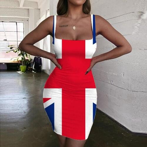 Giyu Brand British Flag Dress Women United Kingdom 3d Print Geometric Ladies Dresses Graffiti Sundress Colorful Bodycon Dress
