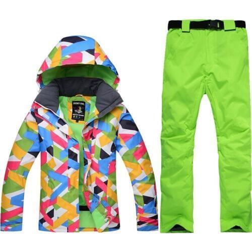 Winter outdoor Ski wear female brand 2020 high quality ski jacket super warm snow and windproof ski and ski suit set + bib pants