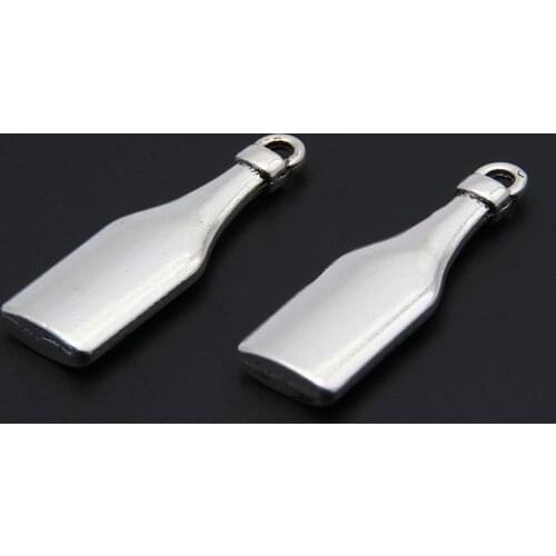 10pcs Silver Color Wine Bottle Water Bottle Charms Blank Bottle Pendant Jewelry Making DIY Handmade Accessories Supplies A3412