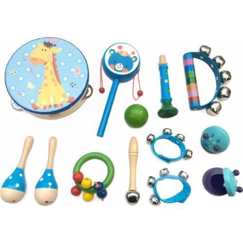 13Pcs/Set Wooden Toddler Kid Musical Percussion Instrument Teaching Aid Educational Toy Children Gift