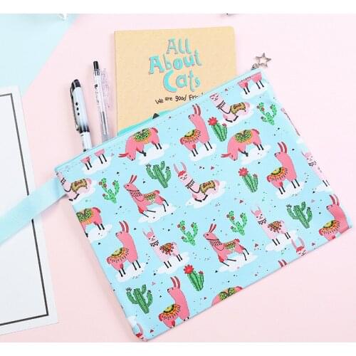 8 pcs/lot Alpaca Cactus Cartoon Printing File Bag Document Bag File Folder Stationery Filing Production School Office Supply