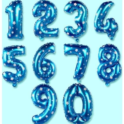 16 Inch Blue Star Number Foil Balloon DigitalBalloons Birthday Party Decoration Inflatble Air Ballon Birthday Wedding Supplies