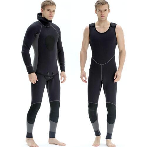 2pcs 3mm Hooded Wetsuit Scuba Diving Suit Men Long Sleeves Swimwear Fishing Snorkeling Surfing Swimming Clothes