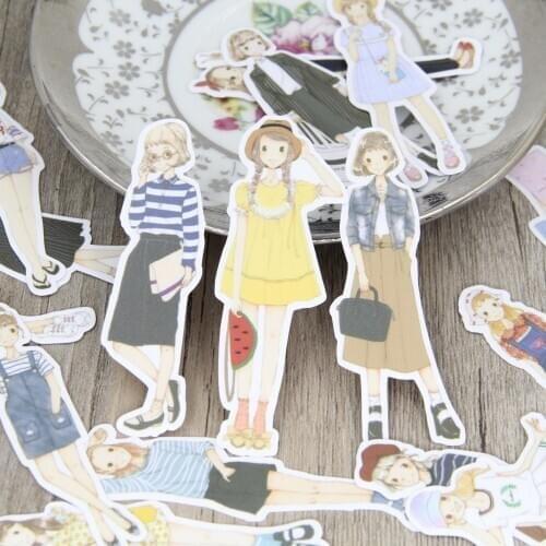 20pcs Pretty Fashion Girls Lady People Decorative Scrapbooking Sticker Pack for DIY Crafting Gift Laptop Phone Case Journal