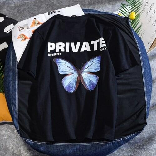2021 Korean Style Private Butterfly Short Sleeve T-Shirt Pullovers O-Neck Men Women Unisex Tracksuits Harajuku Fashion Top