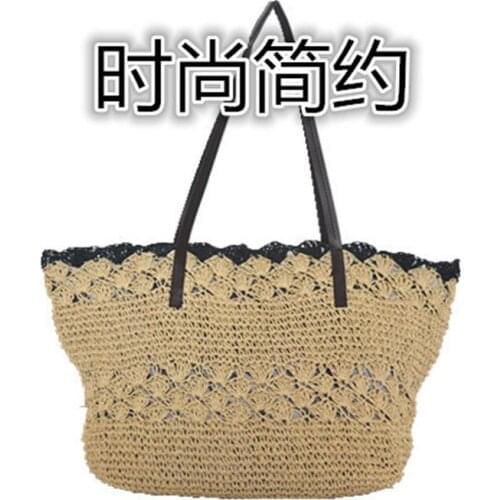 47x25CM The New Simple And Simple Style Single Piece Of Soft Thin Paper Rope Crochet Straw Bag Women a6233