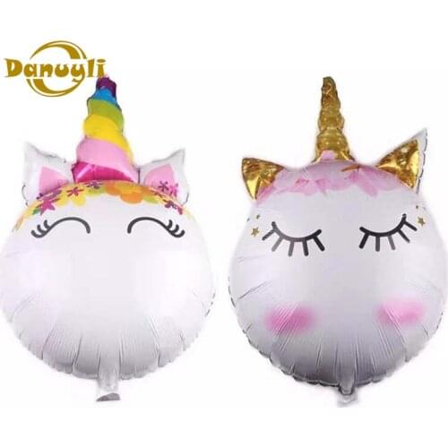 58*83cm Unicorn Head Balloons Inflatable Rainbow Animal Balloon Kids Baby Shower Toys Unicorn Birthday Party Decoration Supplies