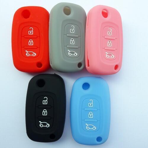 Silicone Car Key Case Cover For Smart ROADSTER FORTWO W453 For Renault Duster Clio For LADA Priora Sedan Flip Holder Keyless 3B