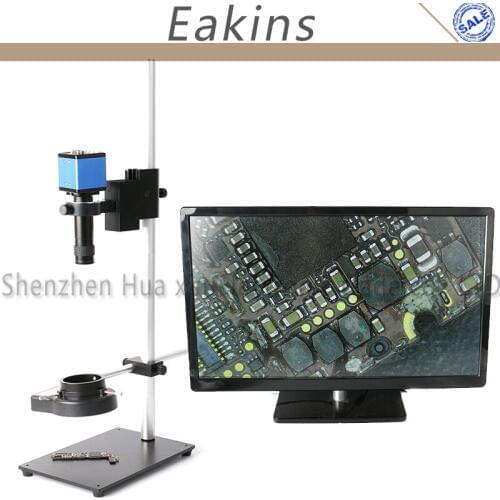 Digita VGA 2.0MP Industrial Video Microscope Camera Set 144 LED Light 100X High Working Distance Stand Holder PCB Phone Repair