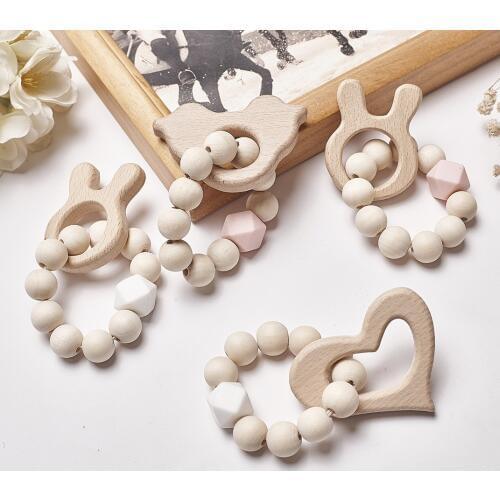 Cartoon Animals Shape Wooden Beads Garland INS Nordic Style Wall Hanging Pendant Ornaments Kids Room Decor Nursery Tent Props