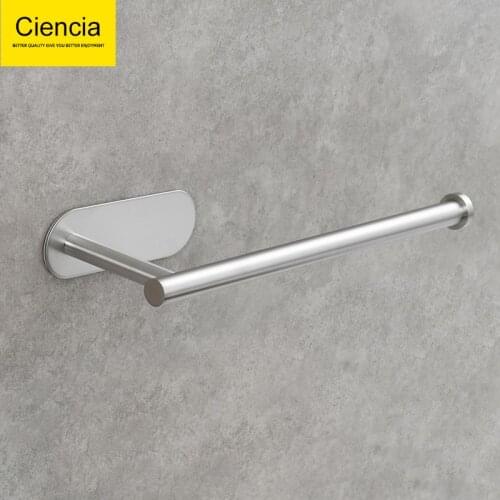 SUS304 Stainless Steel Towel Holder Self-Adhesive Paper Holder Lengthen for Kitchen Bathroom Hand Towel Bar