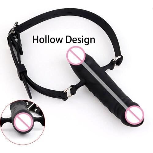 Erotic Toys Oral Sex Open Mouth Gag Double Head Dildo Gag Ball Bdsm Bondage Restraints Adult Flirt Sex Toys For Couples Games