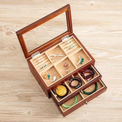 Fashin 3layer wooden jewelry box with glass window organiser box jewerly organizer makeup organizer drawer organizer MSSH023