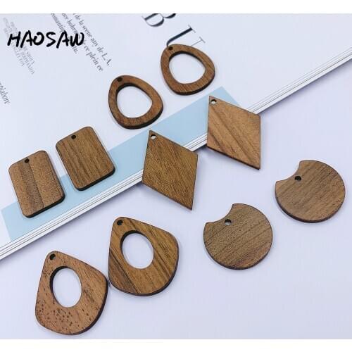 HAOSAW Choose 6Pcs/Lot Natural Wood/Multi Designs/Waterdrop/Rhombus Light Wood/DIY Jewelry Making/Hand Made/Earring Findings
