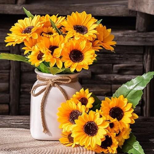 Artificial Silk Flower Sunflower Bouquet Daisy DIY Decorative Flowers for Home Garden Wedding Table PI669
