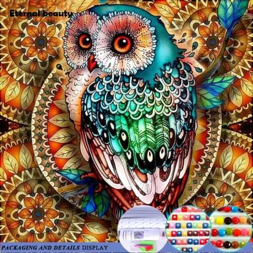 Colorful Owl Diamond Paintings Full Drill 5D Diy Diamond Embroidery Mosaic Wall Art Pictures Rhinestone Animal Home Wall Decor