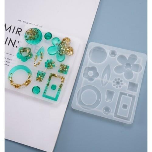 Fashion Flower Earring Resin Mold DIY Hollow Circle Round Pendant Necklace Epoxy Mold Women Accessories Jewelry