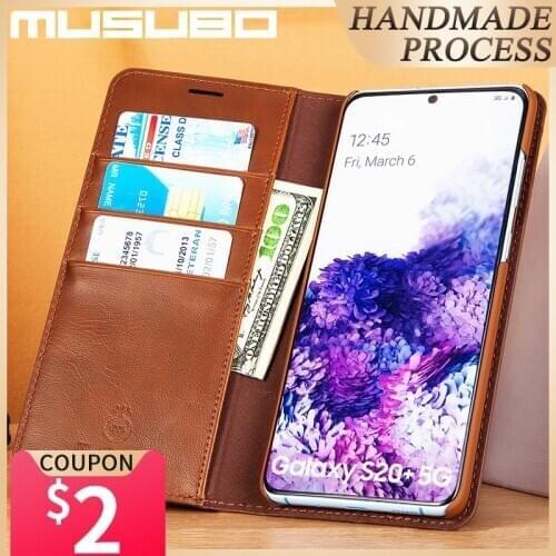 Musubo Case For Samsung S20 Ultra Cover Cases Luxury Genuine Leather S20 + 5G Funda S20 Plus Flip Casing Card Wallet Coque Capa