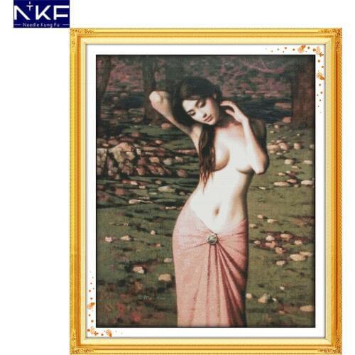 NKF Bath Pattern DIY Kit Handmade Craft Needlework Cross Stitch Set Embroidery Printed Design Stitching Home Decoration